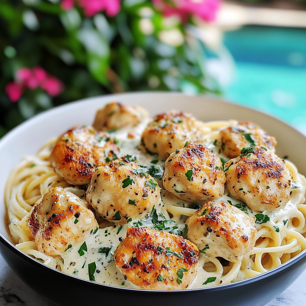 Garlic Butter Chicken Bites with Creamy Parmesan Pasta